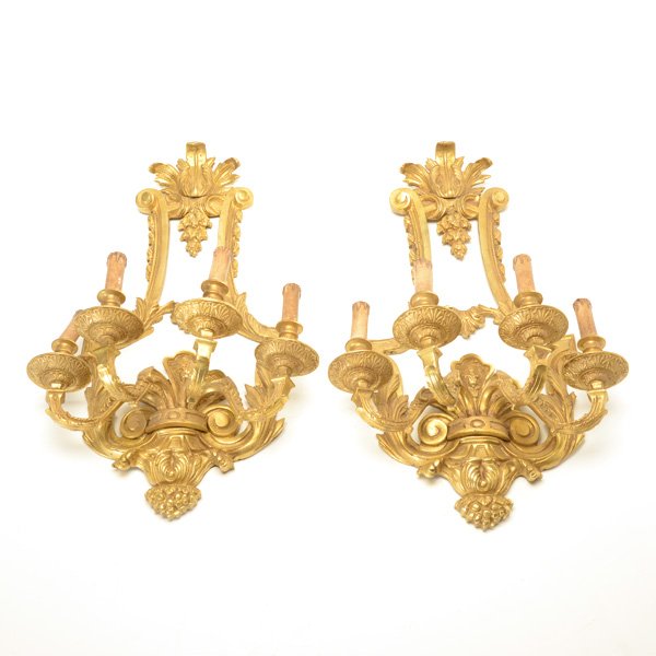 Pair of Regence Style Gilt Bronze Four Light Sconces (1 of 7)
