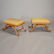 Pair Regency Style Striped Upholstered Curule Benches