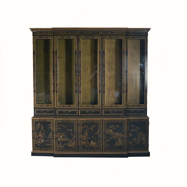 Drexel Chinoiserie Lacquered Two Piece Vitrine Cabinet (1 of 8)