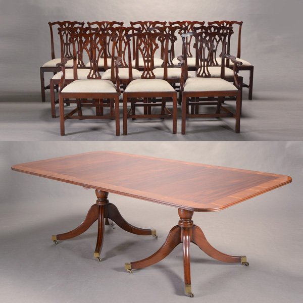 Federal Style Twin Pedestal Extension Dining Table with (1 of 9)
