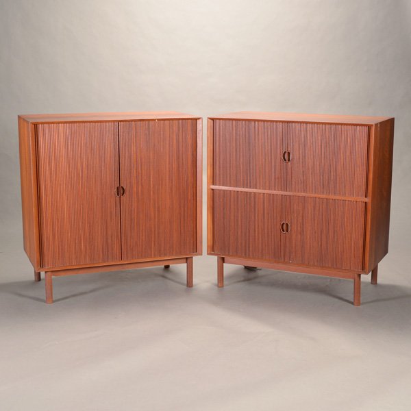 Pair of Mid Century Modern Tambour Door Cabinets (1 of 8)