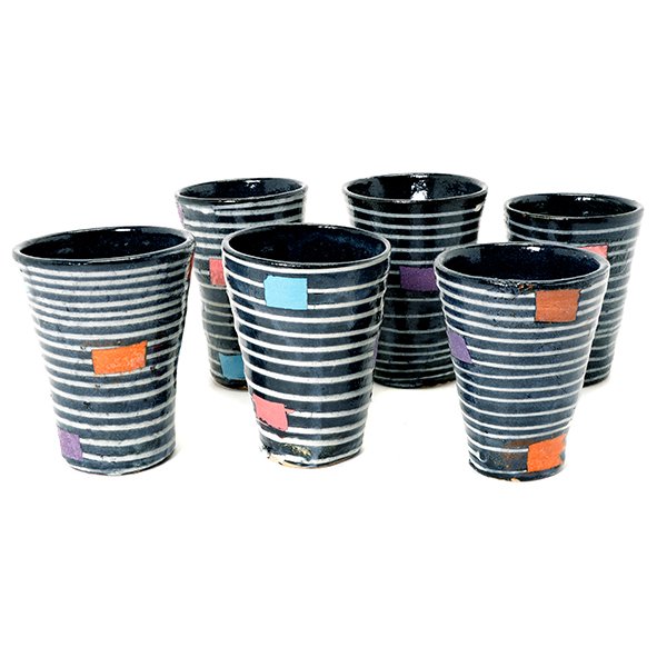 Jun Kaneko (Japanese, Born 1942) Set of Six Stoneware (1 of 9)