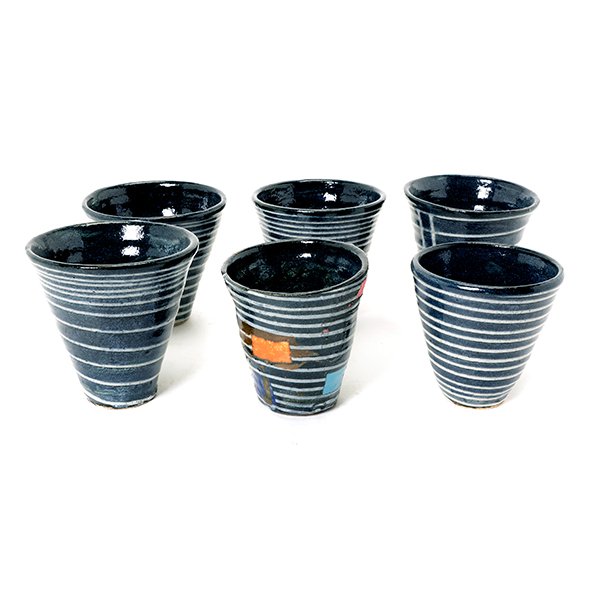 Jun Kaneko (Japanese, Born 1942) Set of Six Stoneware (1 of 7)
