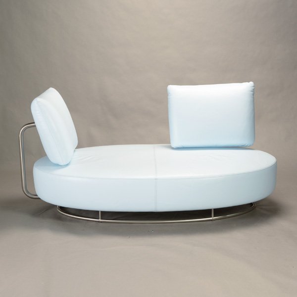 Contemporary Italian Nicoletti Pale Blue Leather Settee (1 of 7)
