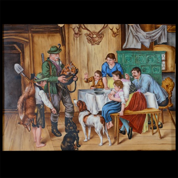 Gilt Framed German Porcelain Painted Plaque (1 of 4)