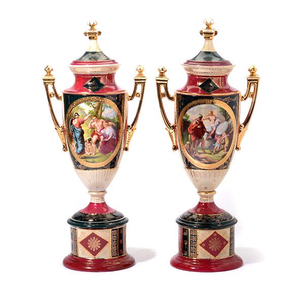 Pair of Royal Vienna Style Porcelain Urns (1 of 5)