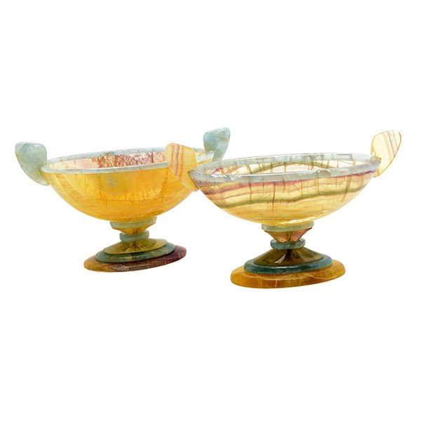 Pair of Neoclassical Style Carved Fluorite and Blue (1 of 10)