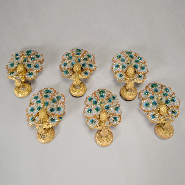 Six Czechoslovakian Bronze and Beaded Peacock Form (1 of 5)