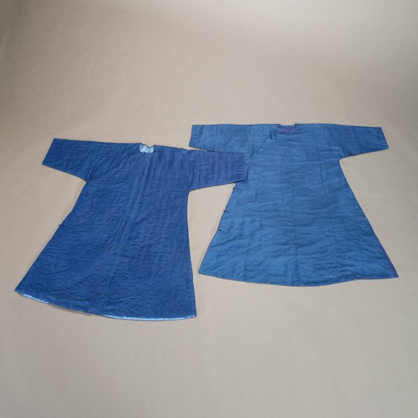 Two Chinese Blue Silk Brocade Men's Robes (1 of 8)