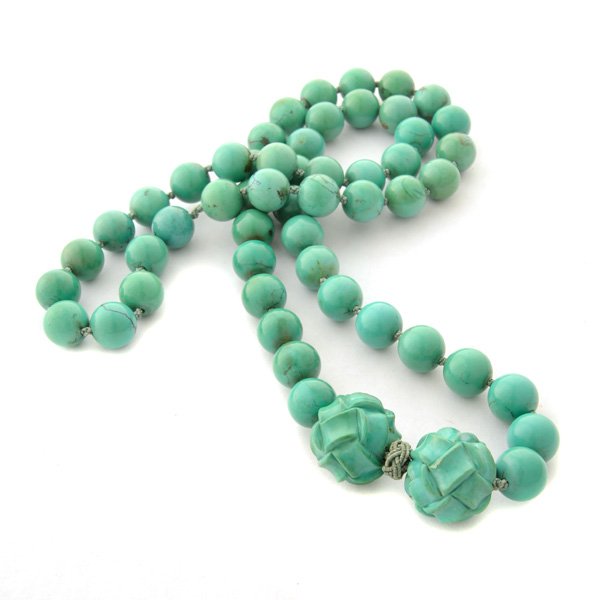 Antique Chinese Turquoise Bead Necklace. (1 of 3)