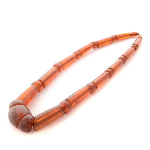 India Hill Tribes Amber Necklace.: India Hill Tribes Amber Necklace. A long traditional necklace fro Assam India composed of antique Burmese amber beads, has been restrung and knotted in its original format.