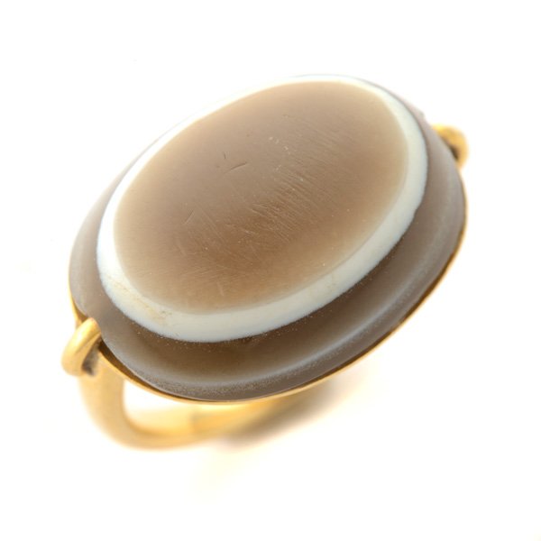 Ancient Middle East Agate Eye Bead, 22k Yellow Gold (1 of 4)