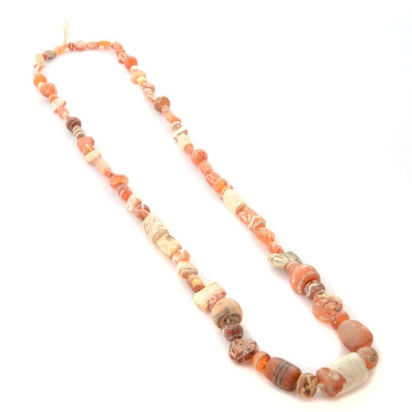 Long Strand of Ancient Persian Etched Carnelian Beads. (1 of 4)