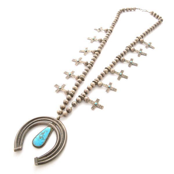 Native American Turquoise, Silver Necklace. (1 of 4)