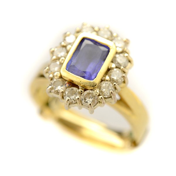 Tanzanite, Diamond, 18k Yellow Gold Ring. (1 of 4)