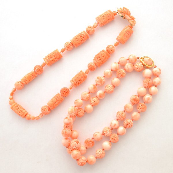 *Collection of Two Coral Bead Necklaces. (1 of 5)