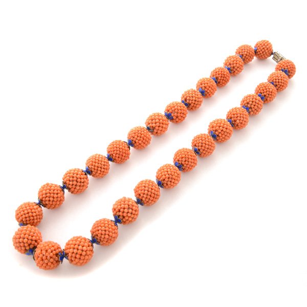 *Coral, Enamel, Sterling Silver, Glass Necklace. (1 of 5)