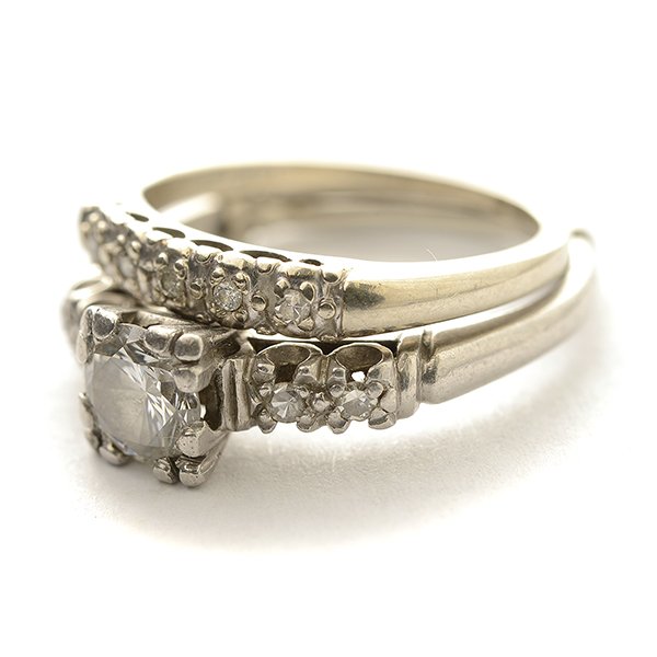 Diamond, Platinum, 14k White Gold Wedding Ring Set. (1 of 4)
