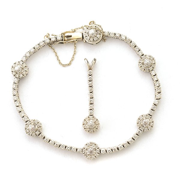 Diamond, 14k White Gold Jewelry Suite. (1 of 5)