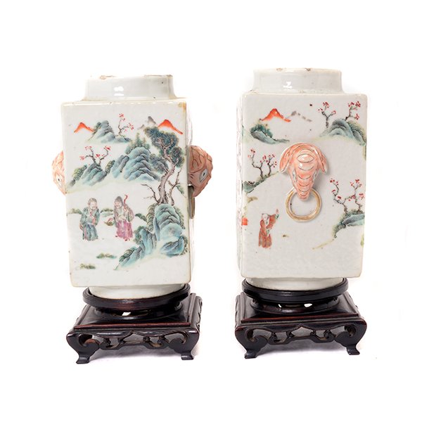 A Pair of Famille Rose Cong Vases, Republic Period (1 of 6)