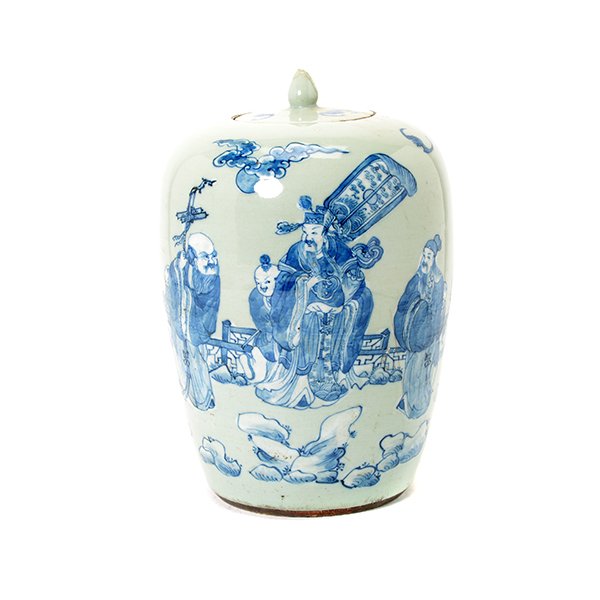 An Underglaze Blue and Celadon-Glazed Ginger Jar (1 of 9)