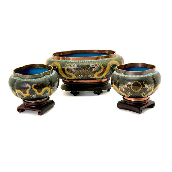 A Three-Piece CloisonnÃˆ Enamel Set (1 of 9)