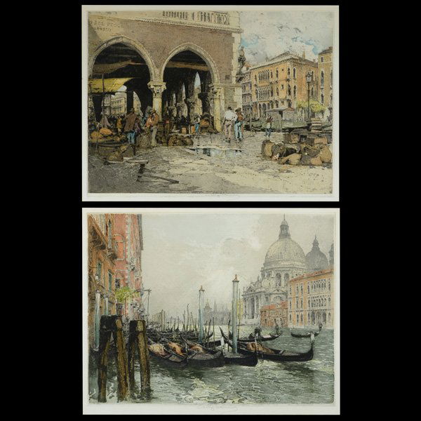 LUIGI KASIMIR "Venice, Market Place" & "Venice, Grand (1 of 5)
