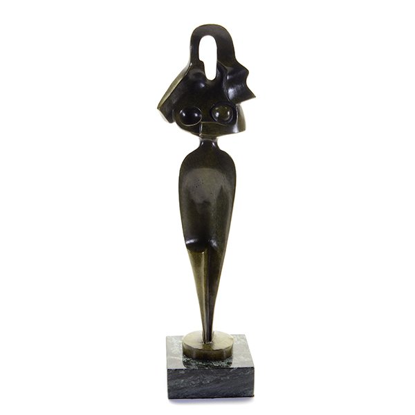 ALEXANDER ARCHIPENKO Egyptian Motif, Posthumous Bronze.: ALEXANDER ARCHIPENKO (American 1887-1964) "Egyptian Motif" Bronze (Posthumous casting). Including base: 14 1/2 x 3 1/2 x 3 1/2 inches. Signed and dated on base: Archipenko 1917.
