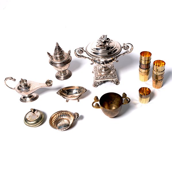 Collection of European Sterling Silver: Collection of European Sterling Silver: Comprising a miniature covered urn (possible Asian export); ten French paneled shot glasses; a 900 standard wine taster; two footed bowls; a box labeled "Ulysse