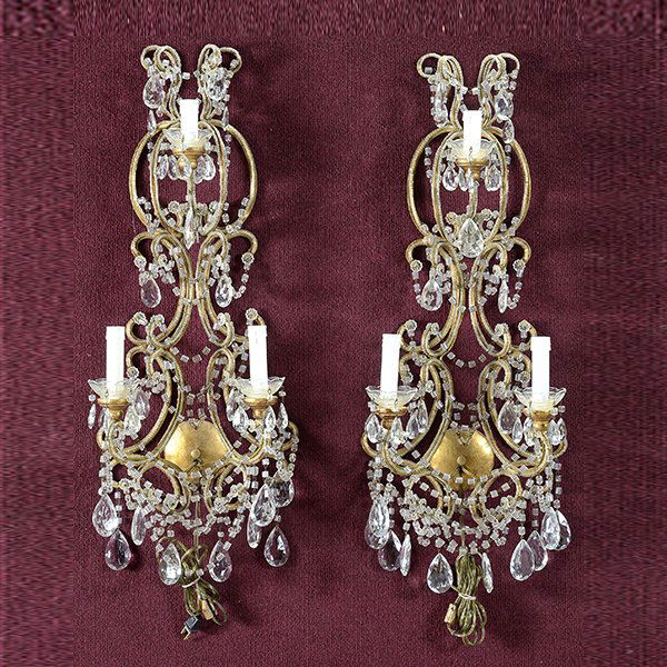 Pair of Neoclassical Style Three Light Sconces (1 of 4)