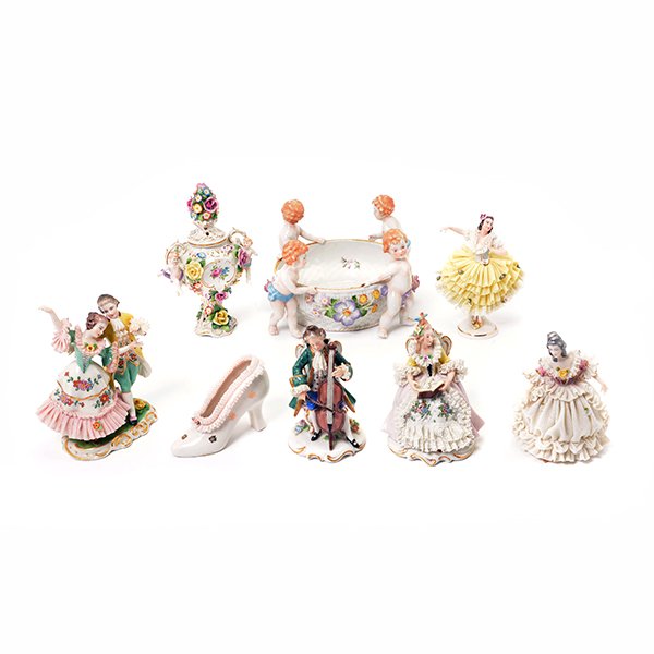 Collection of Dresden Lace Encrusted Porcelains (1 of 10)