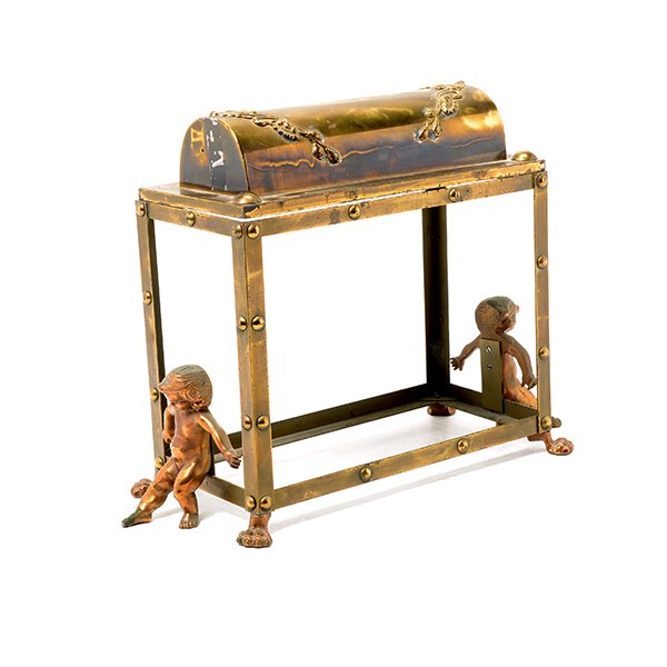 Art Nouveau Gilt Metal Terrarium: Art Nouveau Gilt Metal Terrarium {Dimensions 12 1/2 x 16 1/2 x 7 1/2 inches} [Lacking glass]
