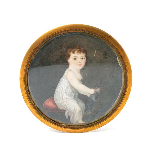 French Miniature Portrait of a Young Girl with Cat (1 of 4)