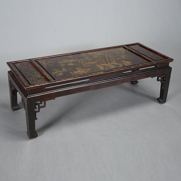 A Chinese Ebonized Low Table Inset with Lacquer and (1 of 2)