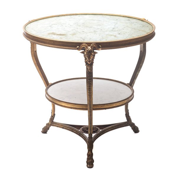 Louis XVI Style Gilt Bronze and White Marble Gueridon (1 of 1)