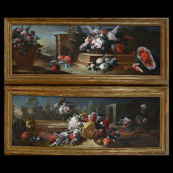 CONTINENTAL SCHOOL 19th C. Two Floral Still Life (1 of 3)