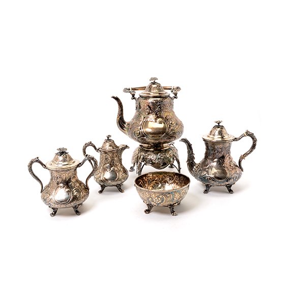 American Rococo Revival Coin Silver Coffee & Tea (1 of 10)