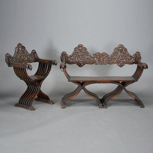 Italian Renaissance Style Walnut Suite of Seating (1 of 1)