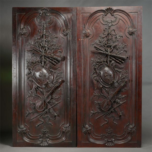 Pair of Louis XVI Style Carved Ebonized Doors (1 of 1)