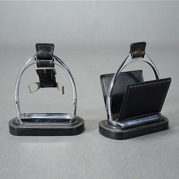 Two Jaques Adnet Leather and Silvered Metal (1 of 1)