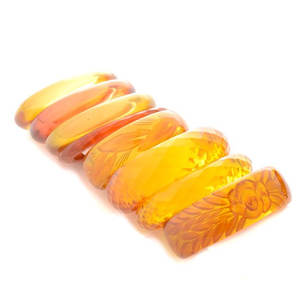 Collection of Eight Apple Juice Bakelite Bracelets. (1 of 4)