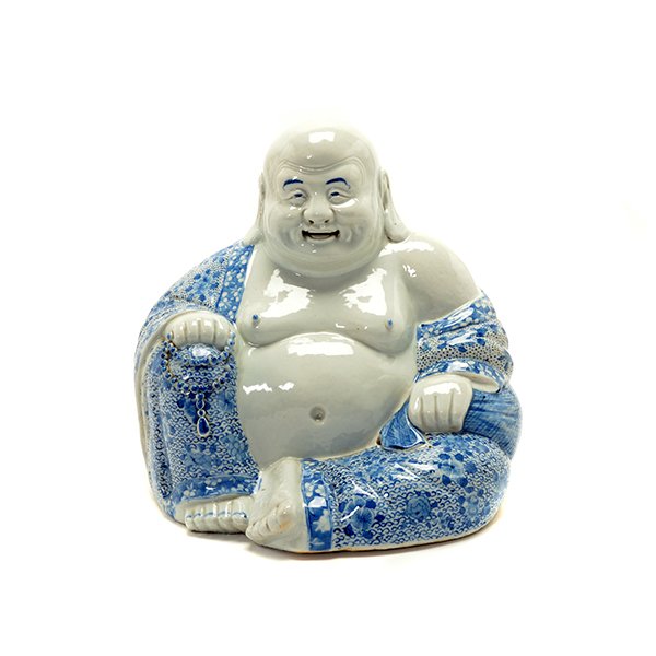 An Underglaze Blue Figure of Budai, Republic Period (1 of 10)