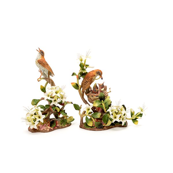 Two Boehm Bisque Figural Groups of Wood Thrushes #485 (1 of 10)