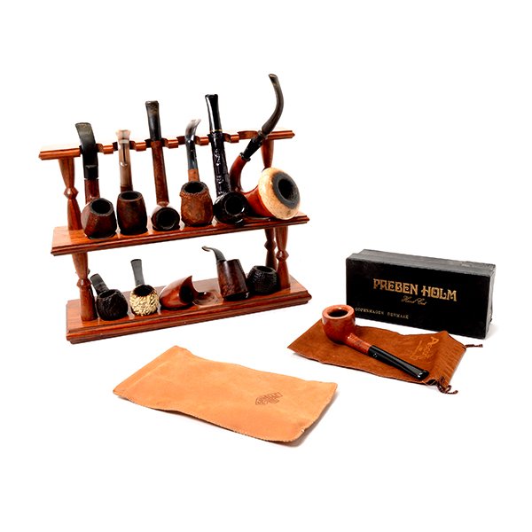 Collection of Ten Pipes, Two Pipe Bowls, and Display (1 of 9)