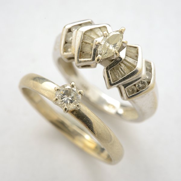 Collection of Two Diamond, 14k White Gold Rings. (1 of 4)