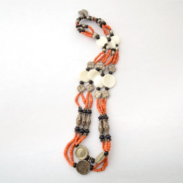 *Afghani Coral, Chank Shell, Glass, Silver Bead (1 of 4)