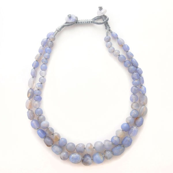 Ancient Persian Blue Chalcedony Bead Necklace. (1 of 5)