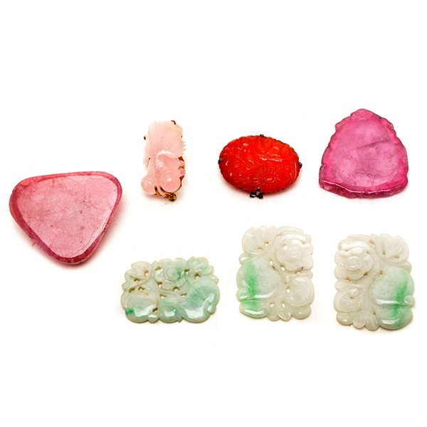 Seven Jadeite and Hardstone Carvings (1 of 8)