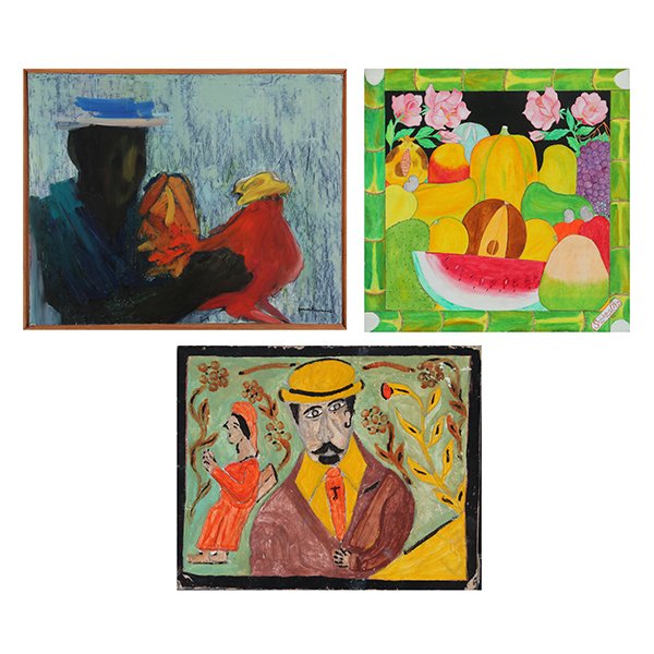 3 Haitian paintings, by: Forest, Obin and Armand, (1 of 7)