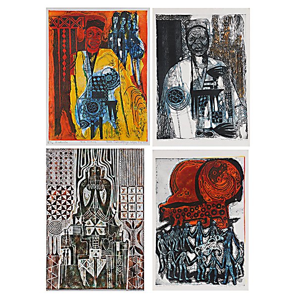 Four BRUCE ONOBRAKPEYA Etchings, Nigerian Art (1 of 9)